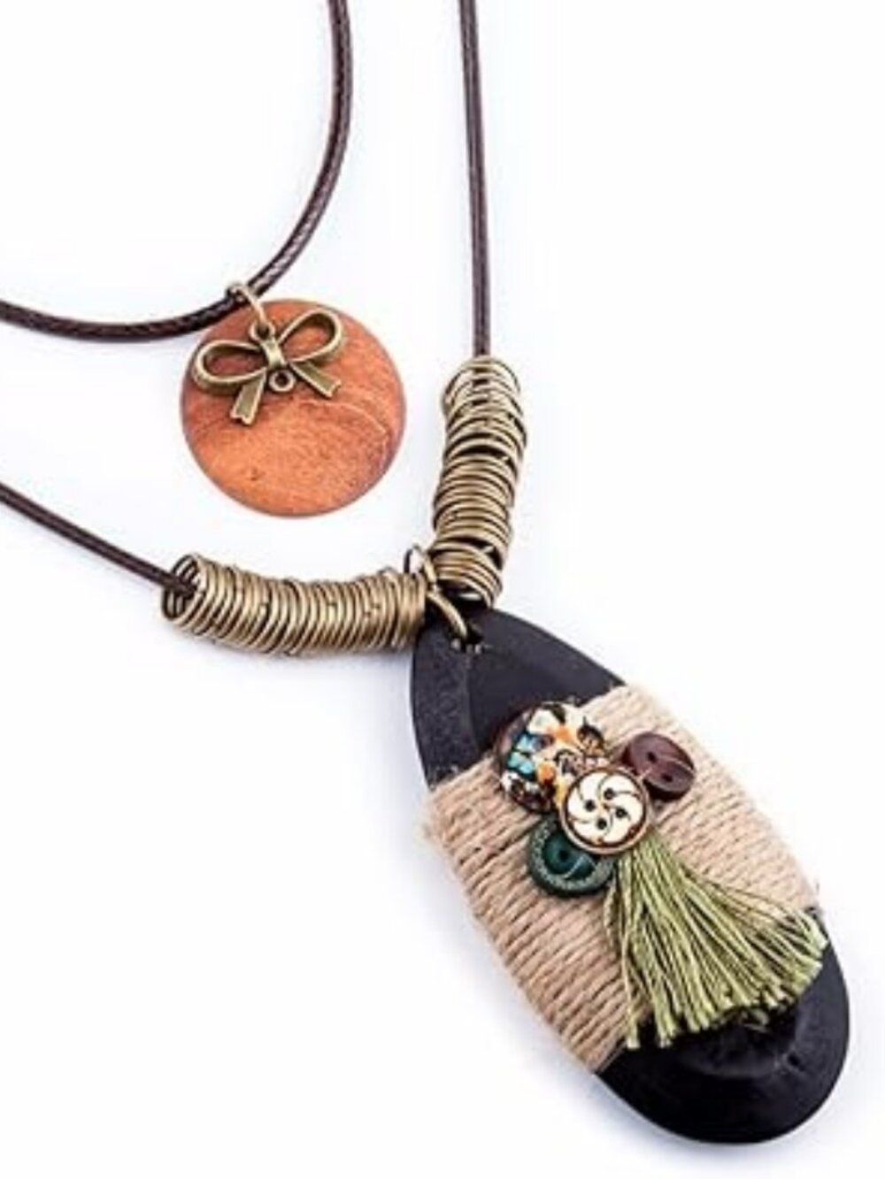 NEW Boho Leather Cord Necklace Handmade Boho Choker Long Bird‎ Leather Chain